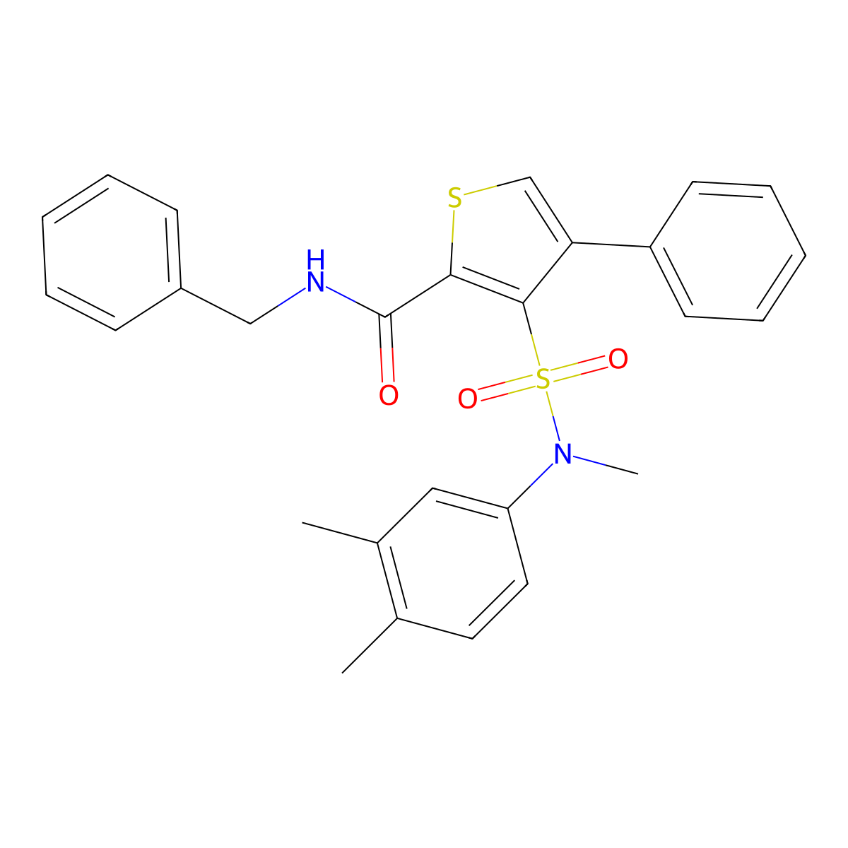 N-benzyl-3-[(3,4-dimethylphenyl)(methyl)sulfamoyl]-4-phenylthiophene-2-carboxamide molecular structure, CAS 1105197-38-3