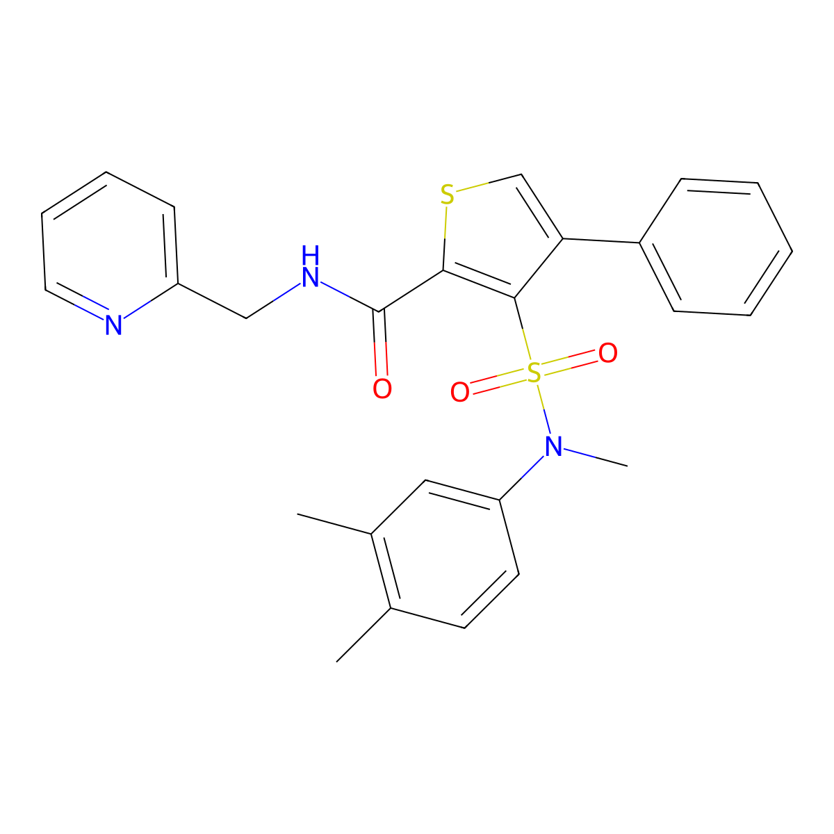 3-[(3,4-dimethylphenyl)(methyl)sulfamoyl]-4-phenyl-N-(pyridin-2-ylmethyl)thiophene-2-carboxamide molecular structure, CAS 1105197-42-9