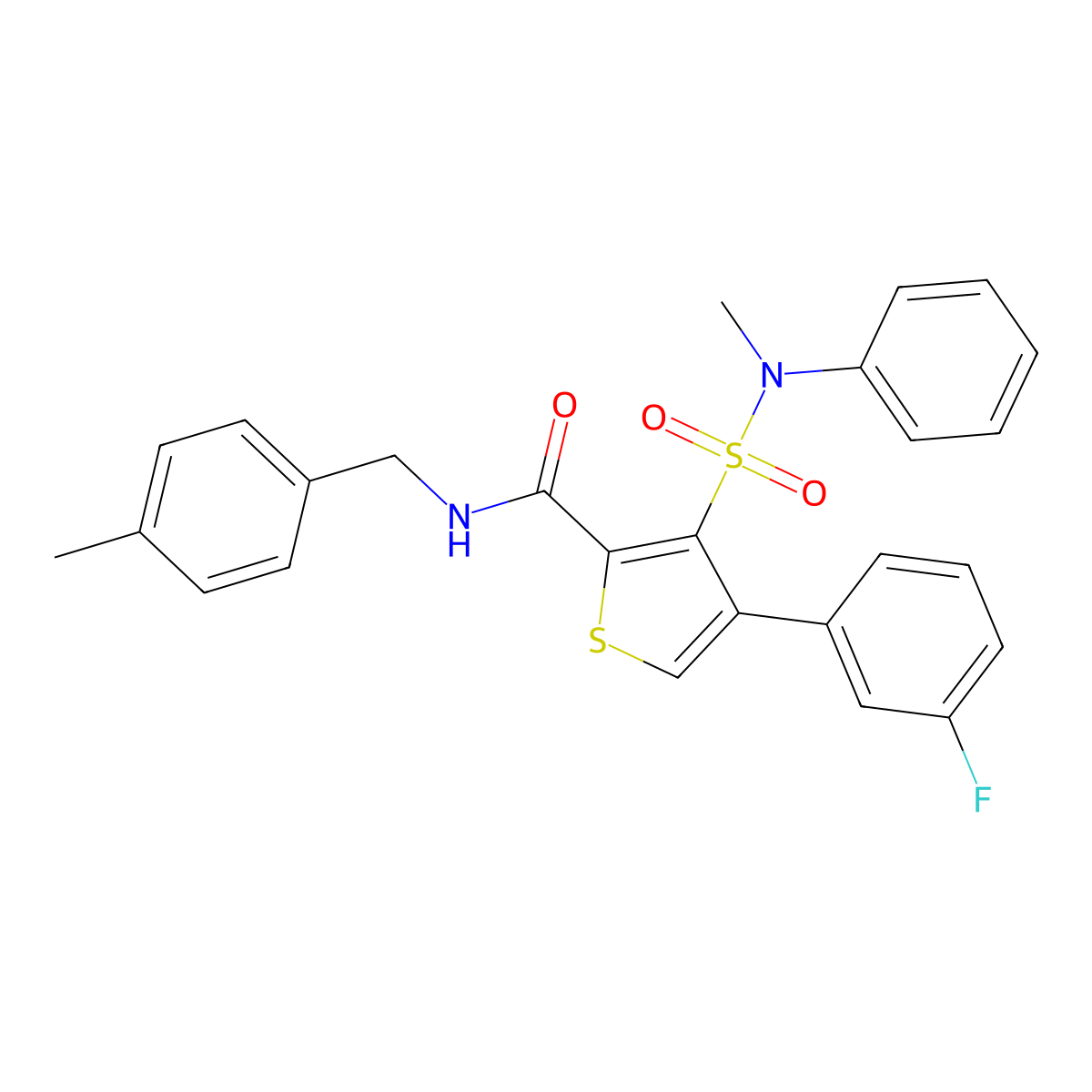4-(3-fluorophenyl)-N-(4-methylbenzyl)-3-[methyl(phenyl)sulfamoyl]thiophene-2-carboxamide molecular structure, CAS 1105197-46-3