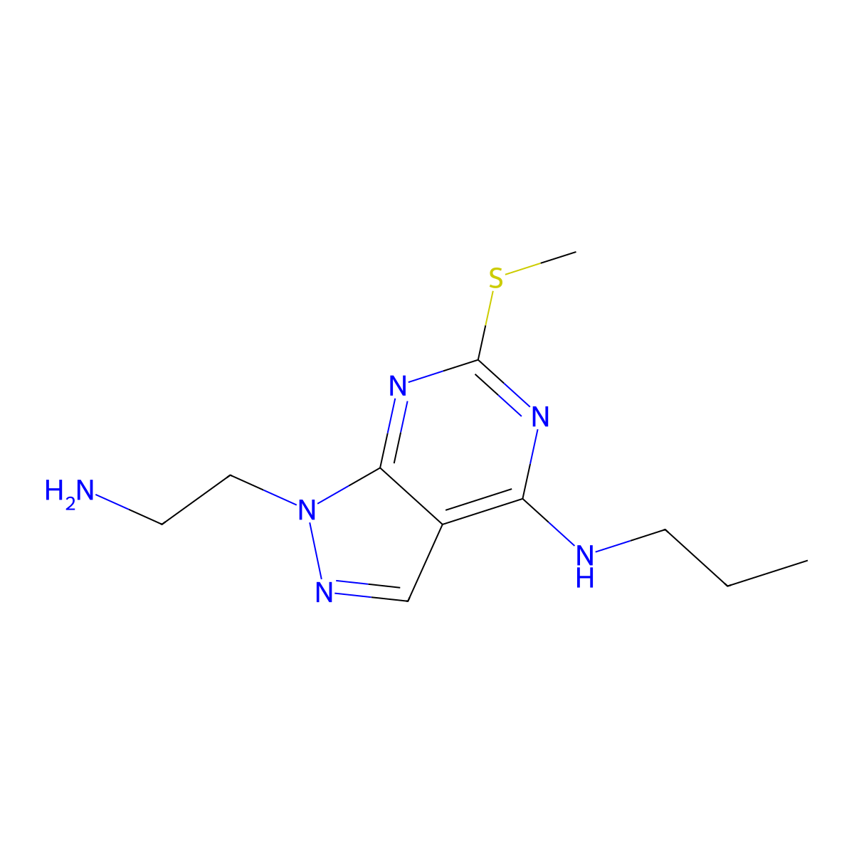 1-(2-aminoethyl)-6-(methylthio)-N-propyl-1H-pyrazolo[3,4-d]pyrimidin-4-amine molecular structure, CAS 1105197-49-6
