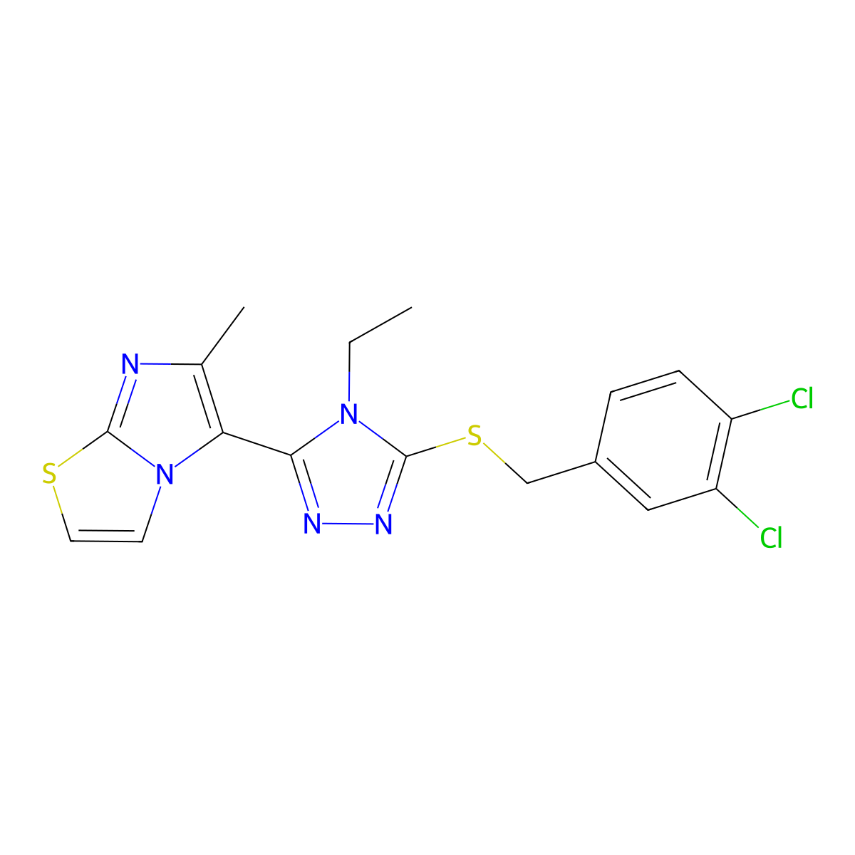 5-(5-((3,4-dichlorobenzyl)thio)-4-ethyl-4H-1,2,4-triazol-3-yl)-6-methylimidazo[2,1-b]thiazole molecular structure, CAS 1105197-51-0