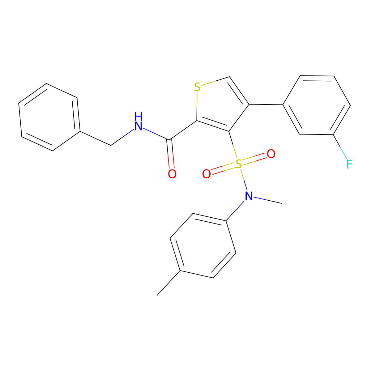 N-benzyl-4-(3-fluorophenyl)-3-[methyl(4-methylphenyl)sulfamoyl]thiophene-2-carboxamide molecular structure, CAS 1105197-54-3