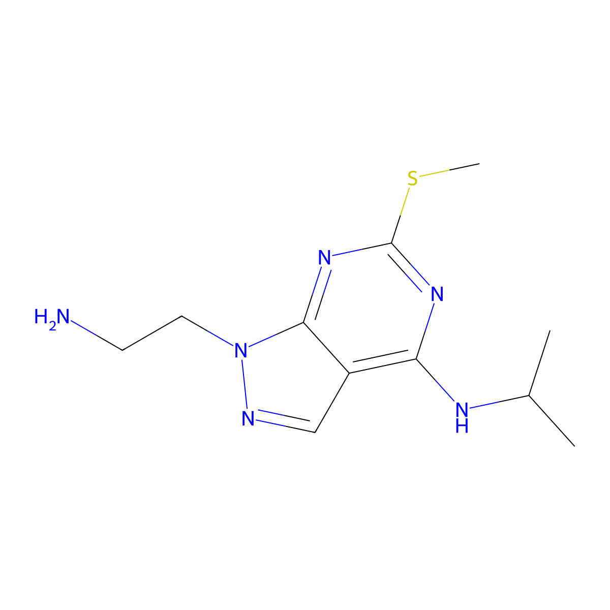 1-(2-aminoethyl)-N-isopropyl-6-(methylthio)-1H-pyrazolo[3,4-d]pyrimidin-4-amine molecular structure, CAS 1105197-57-6