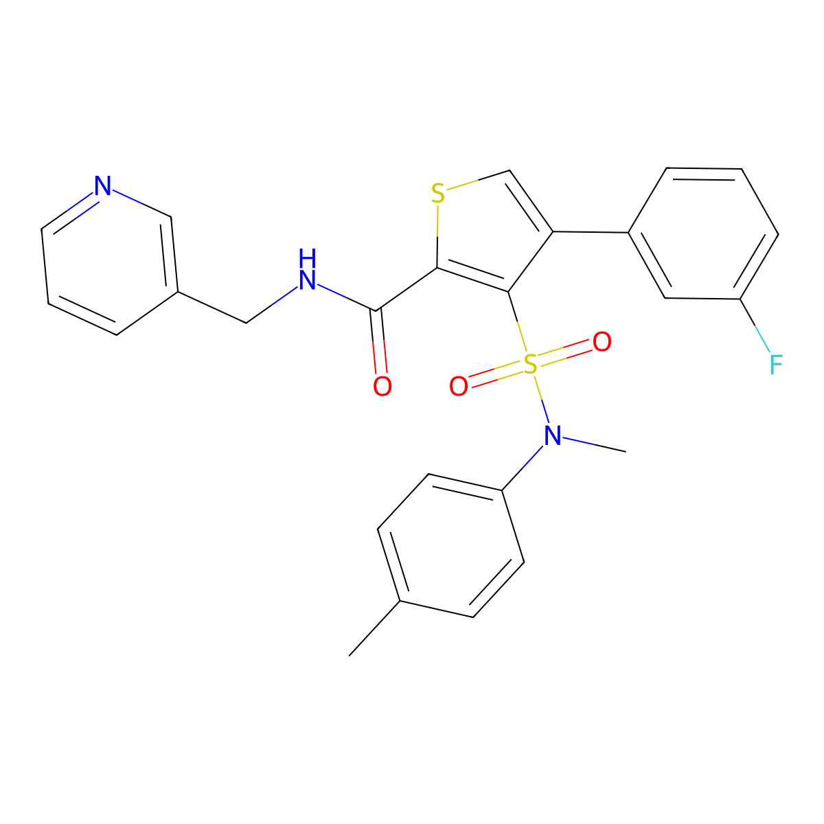 4-(3-fluorophenyl)-3-[methyl(4-methylphenyl)sulfamoyl]-N-[(pyridin-3-yl)methyl]thiophene-2-carboxamide molecular structure, CAS 1105197-58-7