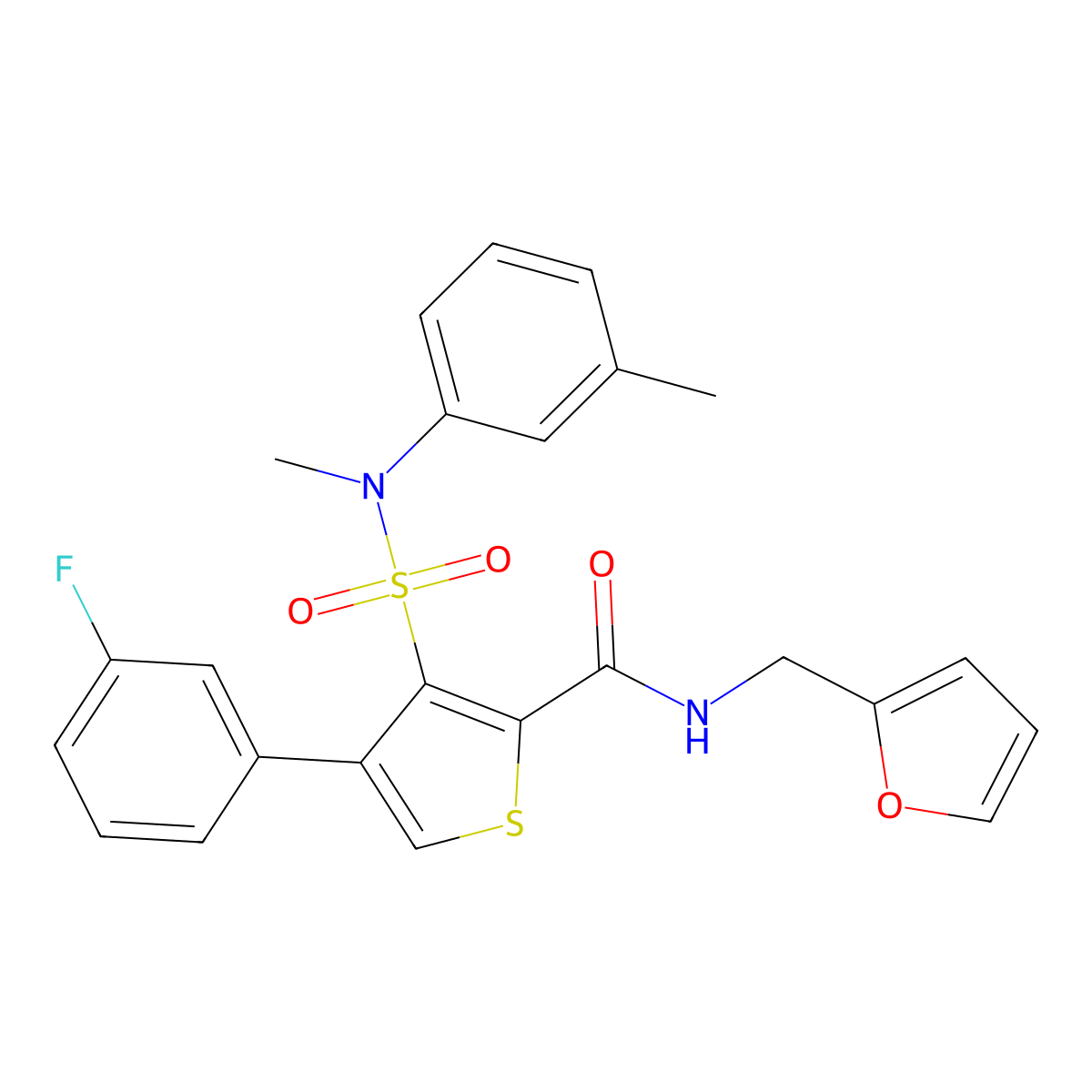 4-(3-fluorophenyl)-N-[(furan-2-yl)methyl]-3-[methyl(3-methylphenyl)sulfamoyl]thiophene-2-carboxamide molecular structure, CAS 1105197-62-3