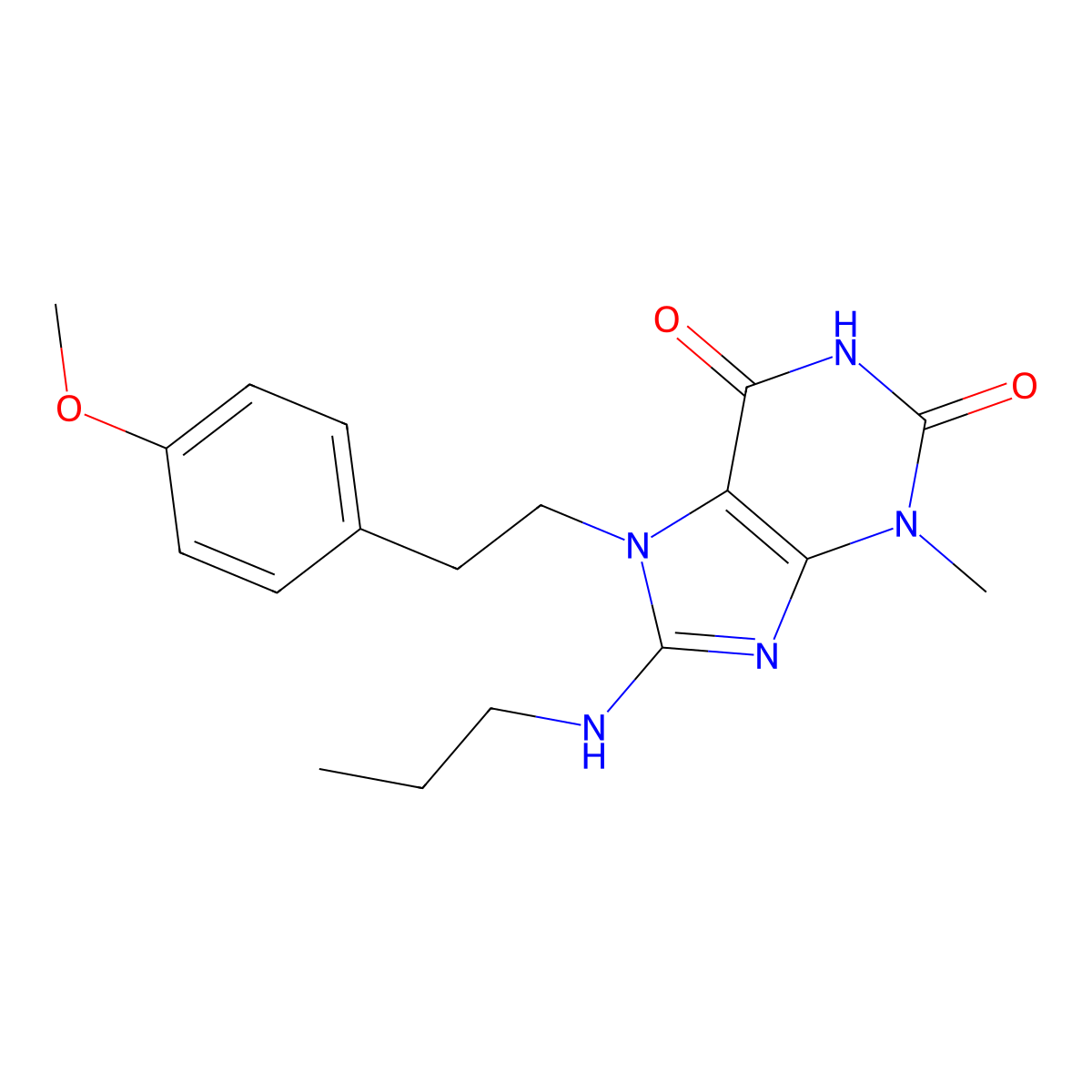 7-(4-methoxyphenethyl)-3-methyl-8-(propylamino)-1H-purine-2,6(3H,7H)-dione molecular structure, CAS 1105197-64-5