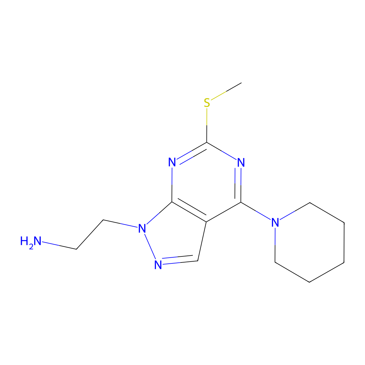 {2-[6-(methylthio)-4-piperidin-1-yl-1H-pyrazolo[3,4-d]pyrimidin-1-yl]ethyl}amine molecular structure, CAS 1105197-65-6