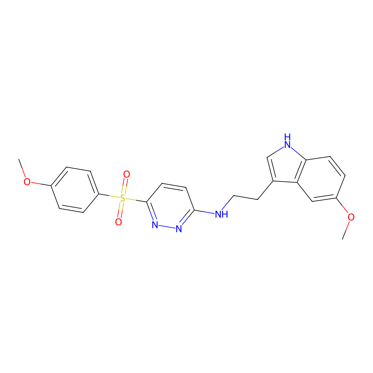 N-[2-(5-methoxy-1H-indol-3-yl)ethyl]-6-(4-methoxybenzenesulfonyl)pyridazin-3-amine molecular structure, CAS 1105197-66-7