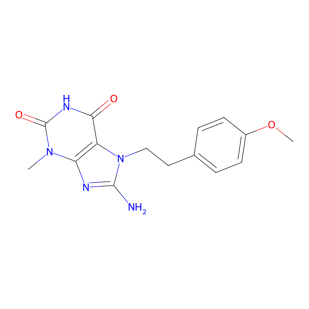 8-amino-7-(4-methoxyphenethyl)-3-methyl-1H-purine-2,6(3H,7H)-dione molecular structure, CAS 1105197-68-9