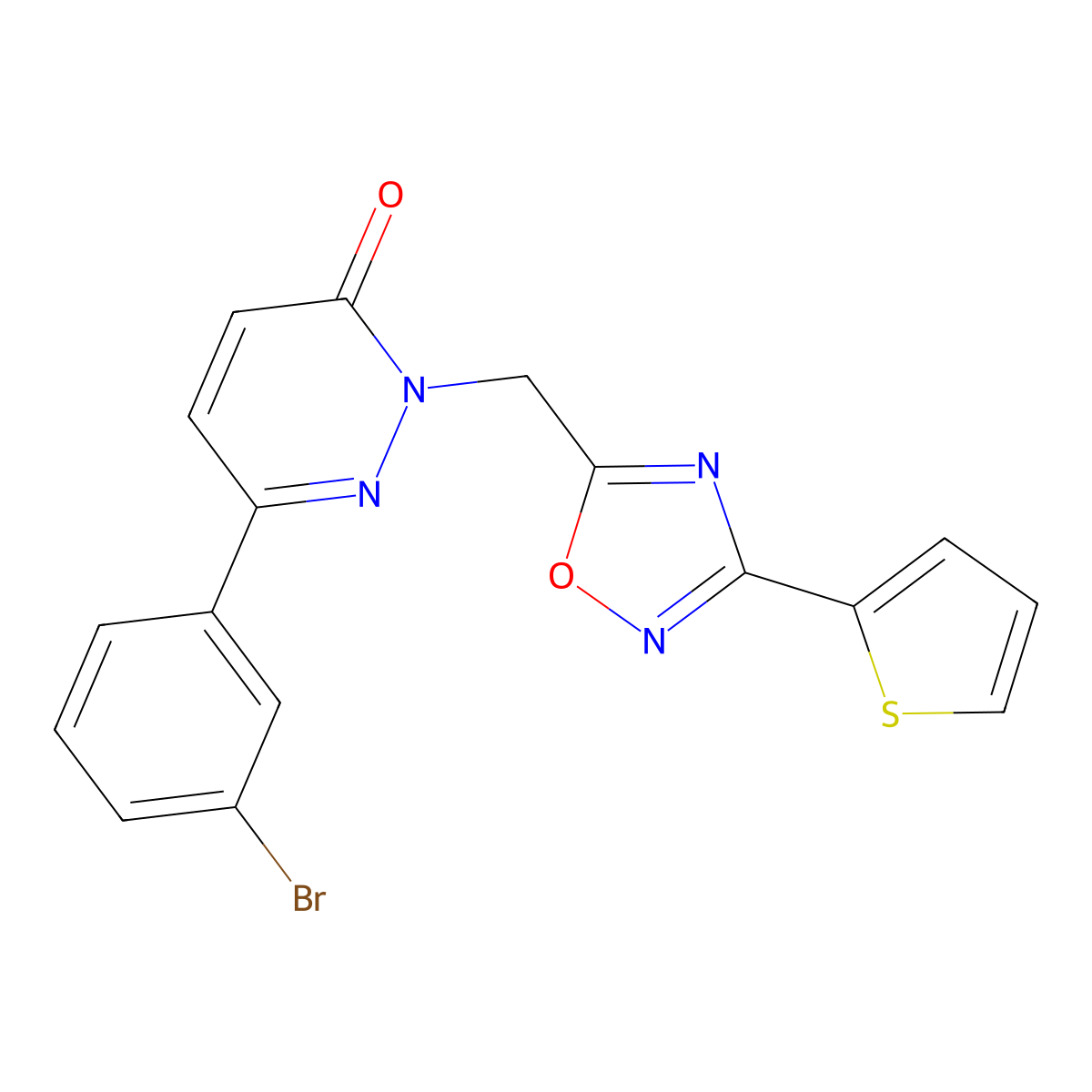 6-(3-bromophenyl)-2-((3-(thiophen-2-yl)-1,2,4-oxadiazol-5-yl)methyl)pyridazin-3(2H)-one molecular structure, CAS 1105197-74-7