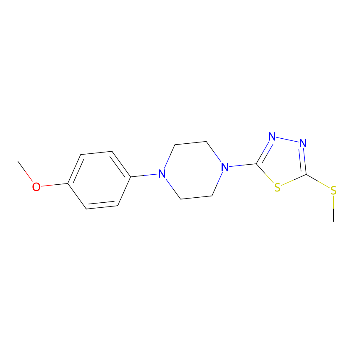 2-(4-(4-Methoxyphenyl)piperazin-1-yl)-5-(methylthio)-1,3,4-thiadiazole molecular structure, CAS 1105197-88-3
