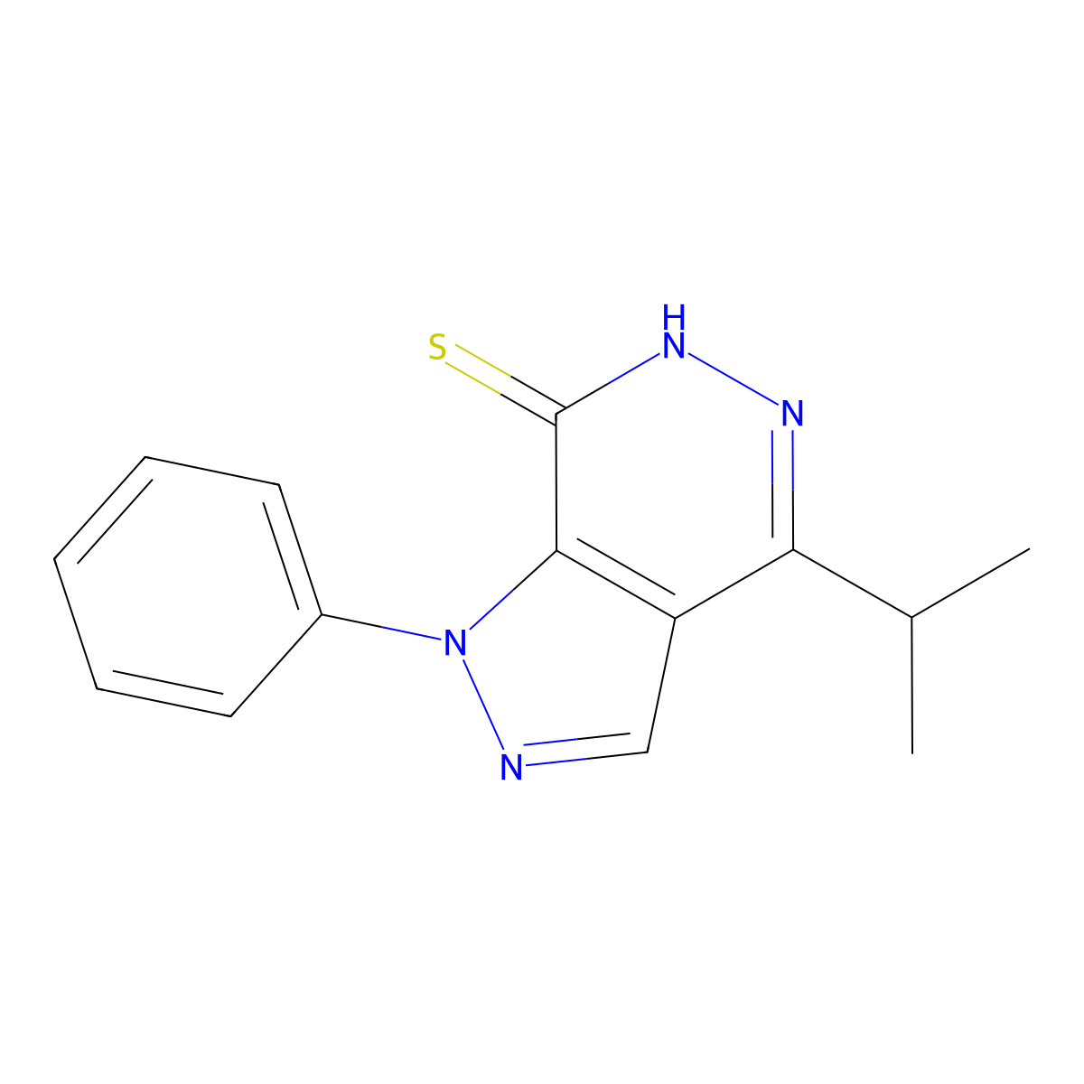 4-isopropyl-1-phenyl-1H-pyrazolo[3,4-d]pyridazine-7-thiol molecular structure, CAS 1105197-96-3