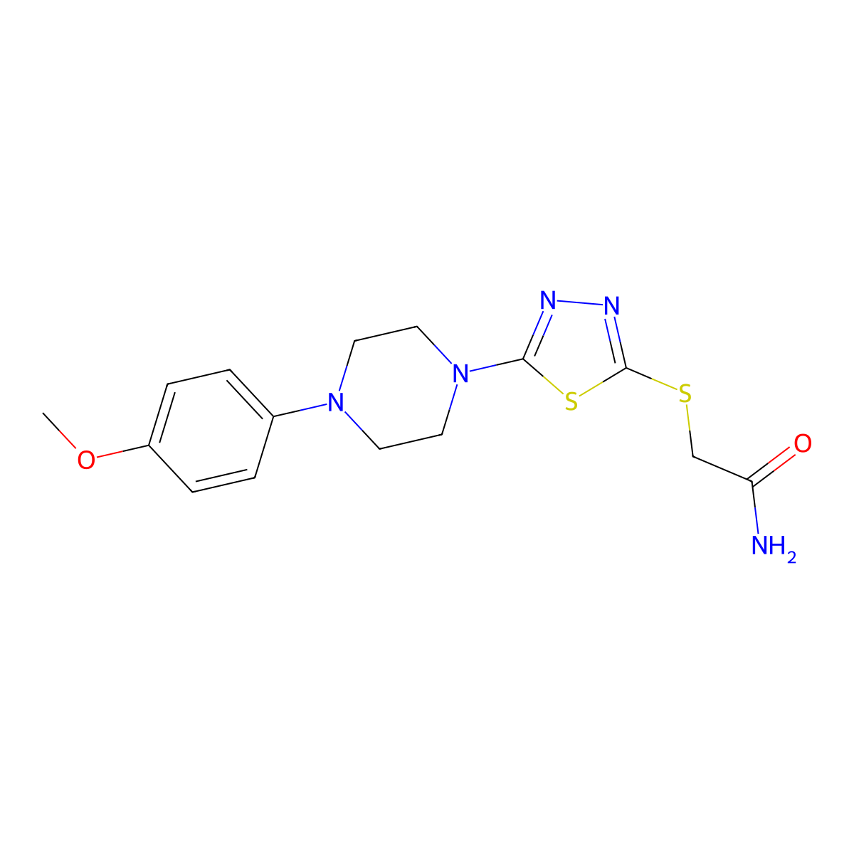 2-((5-(4-(4-Methoxyphenyl)piperazin-1-yl)-1,3,4-thiadiazol-2-yl)thio)acetamide molecular structure, CAS 1105197-97-4