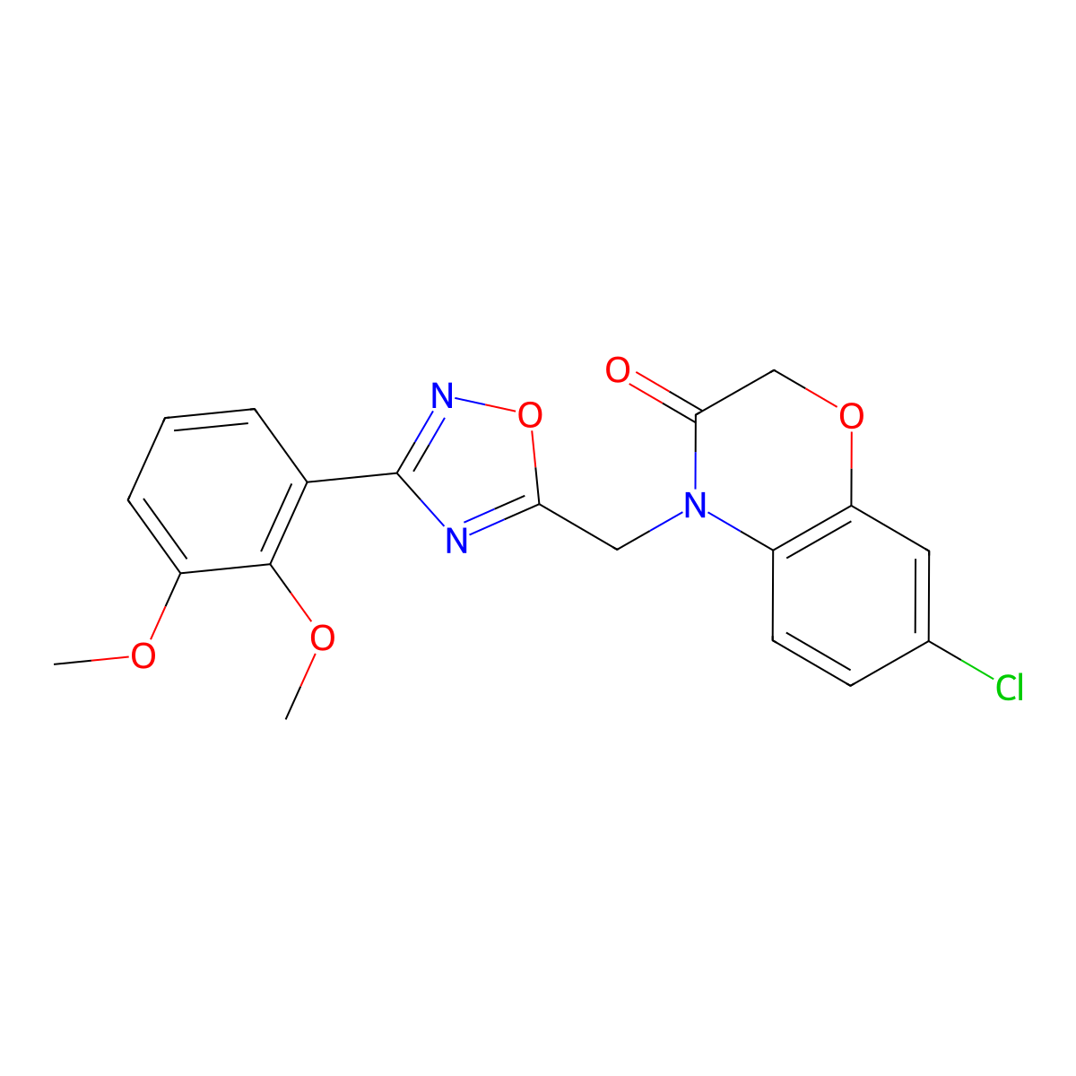 7-chloro-4-((3-(2,3-dimethoxyphenyl)-1,2,4-oxadiazol-5-yl)methyl)-2H-benzo[b][1,4]oxazin-3(4H)-one molecular structure, CAS 1105197-99-6