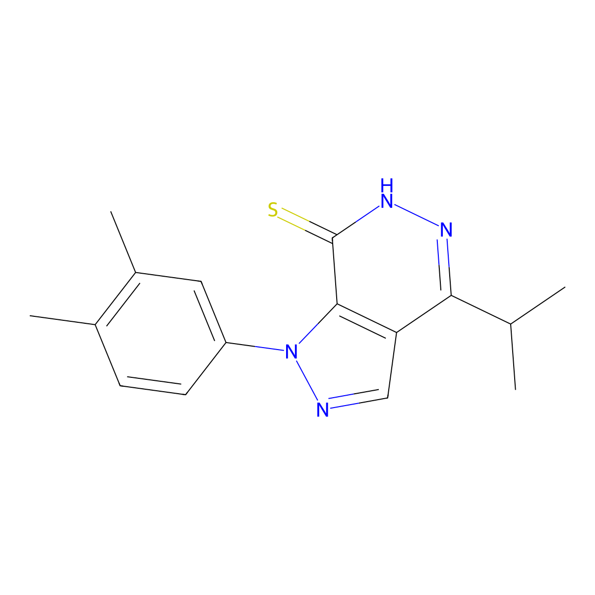 1-(3,4-dimethylphenyl)-4-isopropyl-1H-pyrazolo[3,4-d]pyridazine-7-thiol molecular structure, CAS 1105198-01-3