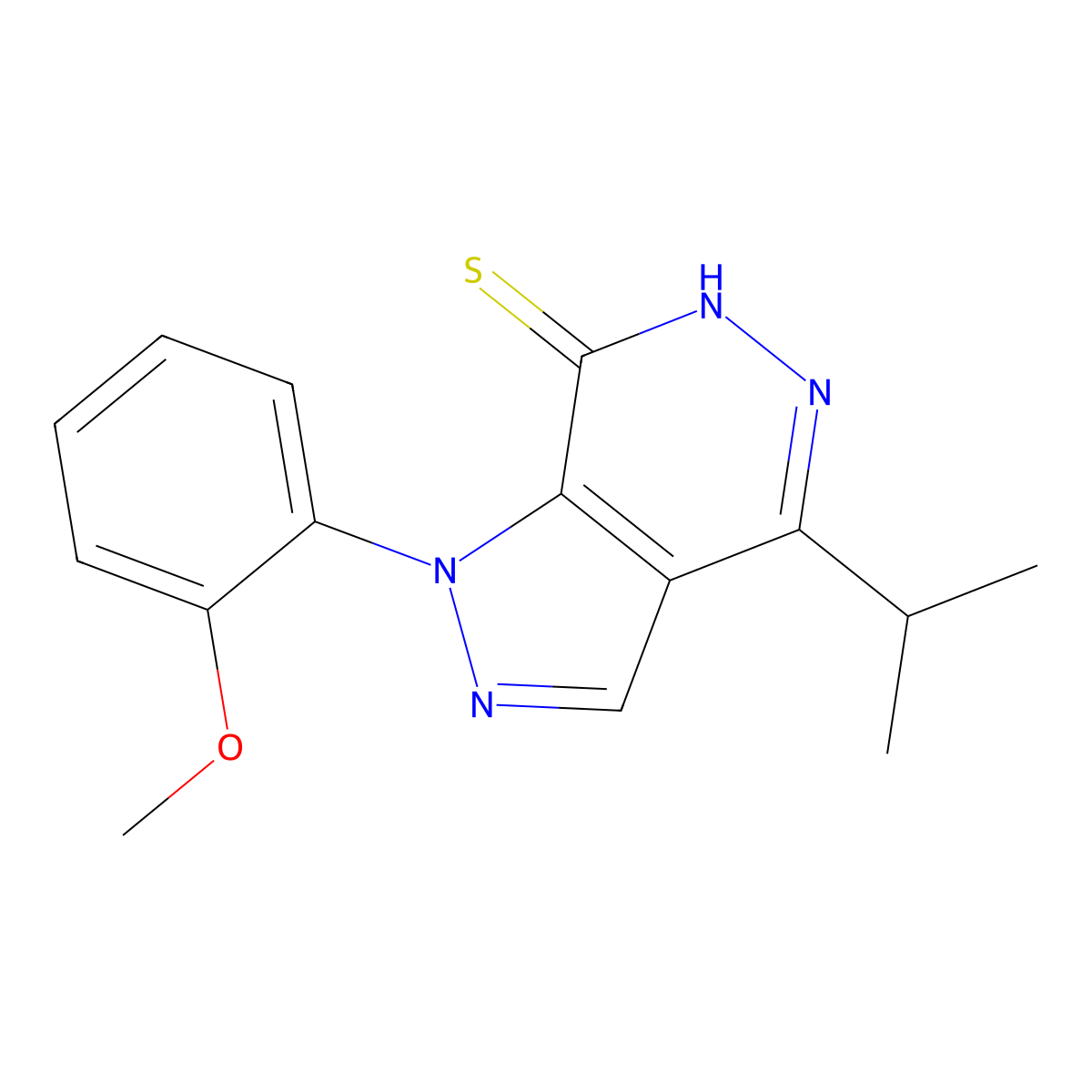 4-isopropyl-1-(2-methoxyphenyl)-1H-pyrazolo[3,4-d]pyridazine-7-thiol molecular structure, CAS 1105198-11-5
