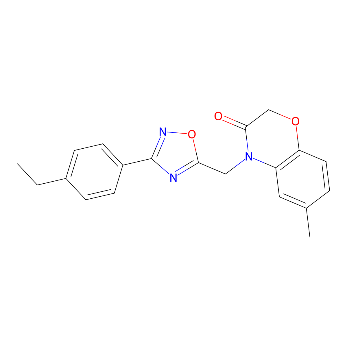 4-((3-(4-ethylphenyl)-1,2,4-oxadiazol-5-yl)methyl)-6-methyl-2H-benzo[b][1,4]oxazin-3(4H)-one molecular structure, CAS 1105198-14-8
