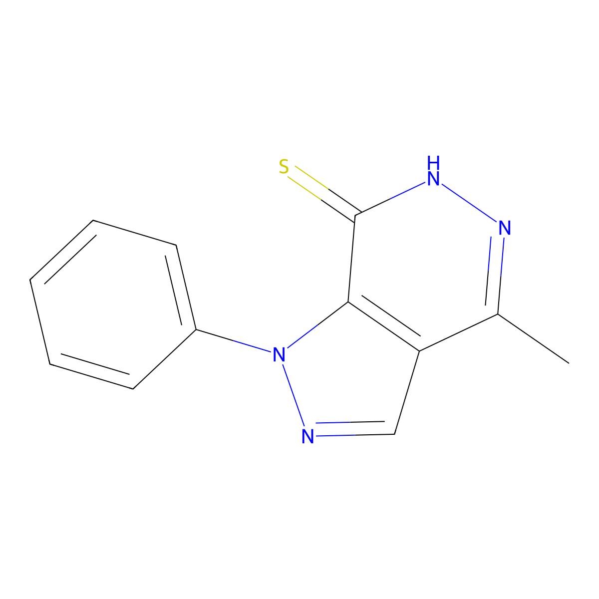 4-methyl-1-phenyl-1H-pyrazolo[3,4-d]pyridazine-7-thiol molecular structure, CAS 1105198-16-0