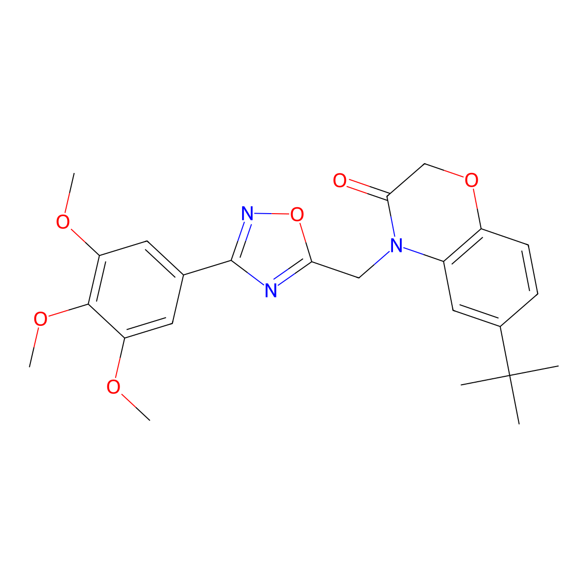 6-(tert-butyl)-4-((3-(3,4,5-trimethoxyphenyl)-1,2,4-oxadiazol-5-yl)methyl)-2H-benzo[b][1,4]oxazin-3(4H)-one molecular structure, CAS 1105198-19-3