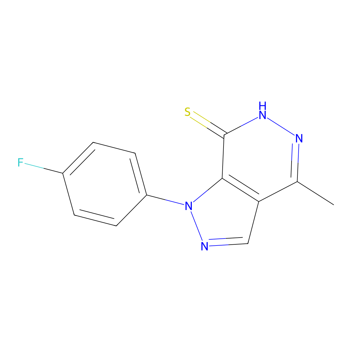 1-(4-fluorophenyl)-4-methyl-1H-pyrazolo[3,4-d]pyridazine-7-thiol molecular structure, CAS 1105198-21-7