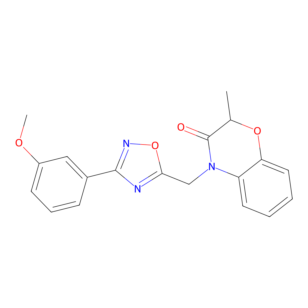 4-((3-(3-methoxyphenyl)-1,2,4-oxadiazol-5-yl)methyl)-2-methyl-2H-benzo[b][1,4]oxazin-3(4H)-one molecular structure, CAS 1105198-24-0