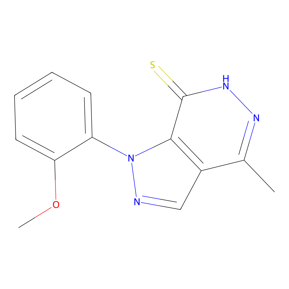 1-(2-methoxyphenyl)-4-methyl-1H-pyrazolo[3,4-d]pyridazine-7-thiol molecular structure, CAS 1105198-26-2