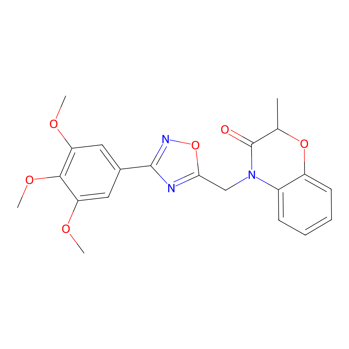 2-methyl-4-((3-(3,4,5-trimethoxyphenyl)-1,2,4-oxadiazol-5-yl)methyl)-2H-benzo[b][1,4]oxazin-3(4H)-one molecular structure, CAS 1105198-29-5
