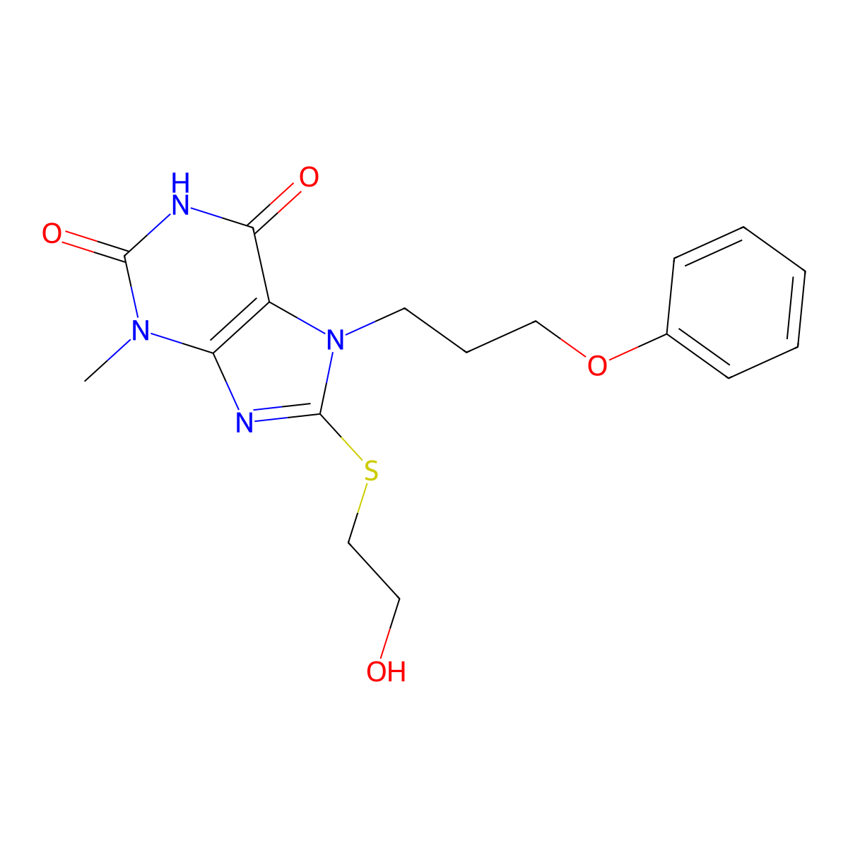 8-((2-hydroxyethyl)thio)-3-methyl-7-(3-phenoxypropyl)-1H-purine-2,6(3H,7H)-dione molecular structure, CAS 1105198-38-6