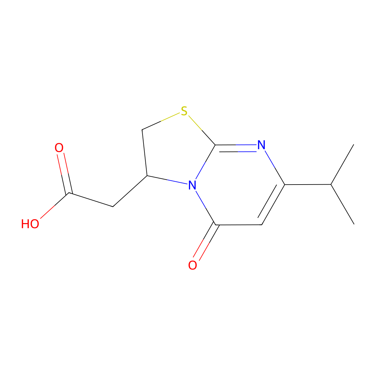 (7-isopropyl-5-oxo-2,3-dihydro-5H-[1,3]thiazolo[3,2-a]pyrimidin-3-yl)acetic acid molecular structure, CAS 1105198-41-1