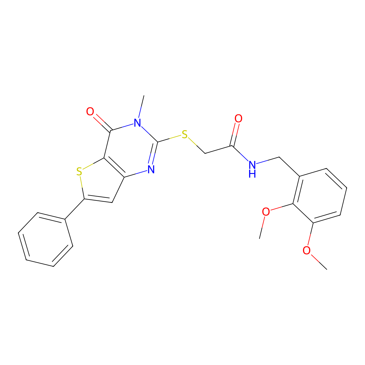 N-[(2,3-dimethoxyphenyl)methyl]-2-({3-methyl-4-oxo-6-phenyl-3H,4H-thieno[3,2-d]pyrimidin-2-yl}sulfanyl)acetamide molecular structure, CAS 1105198-44-4