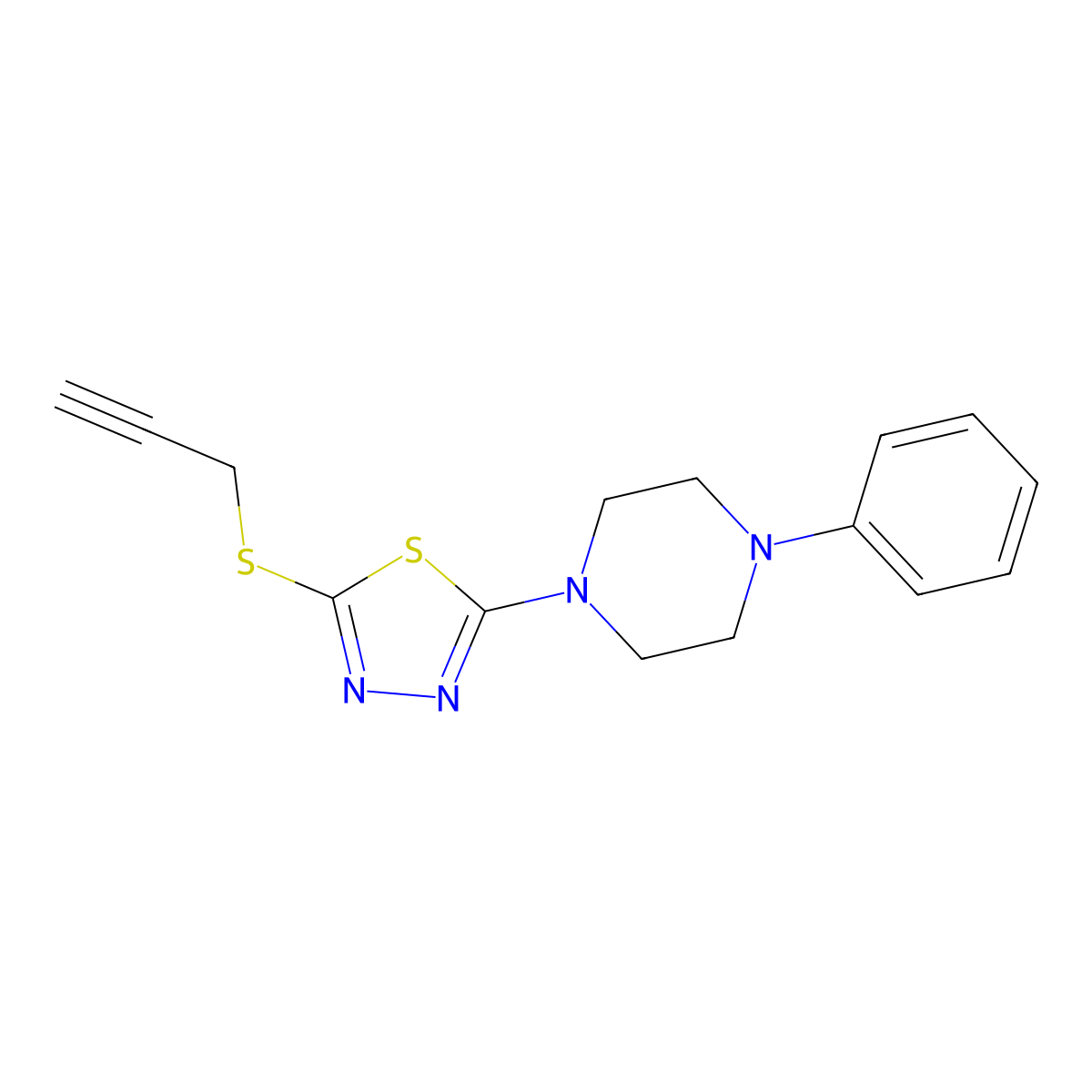 2-(4-Phenylpiperazin-1-yl)-5-(prop-2-yn-1-ylthio)-1,3,4-thiadiazole molecular structure, CAS 1105198-47-7