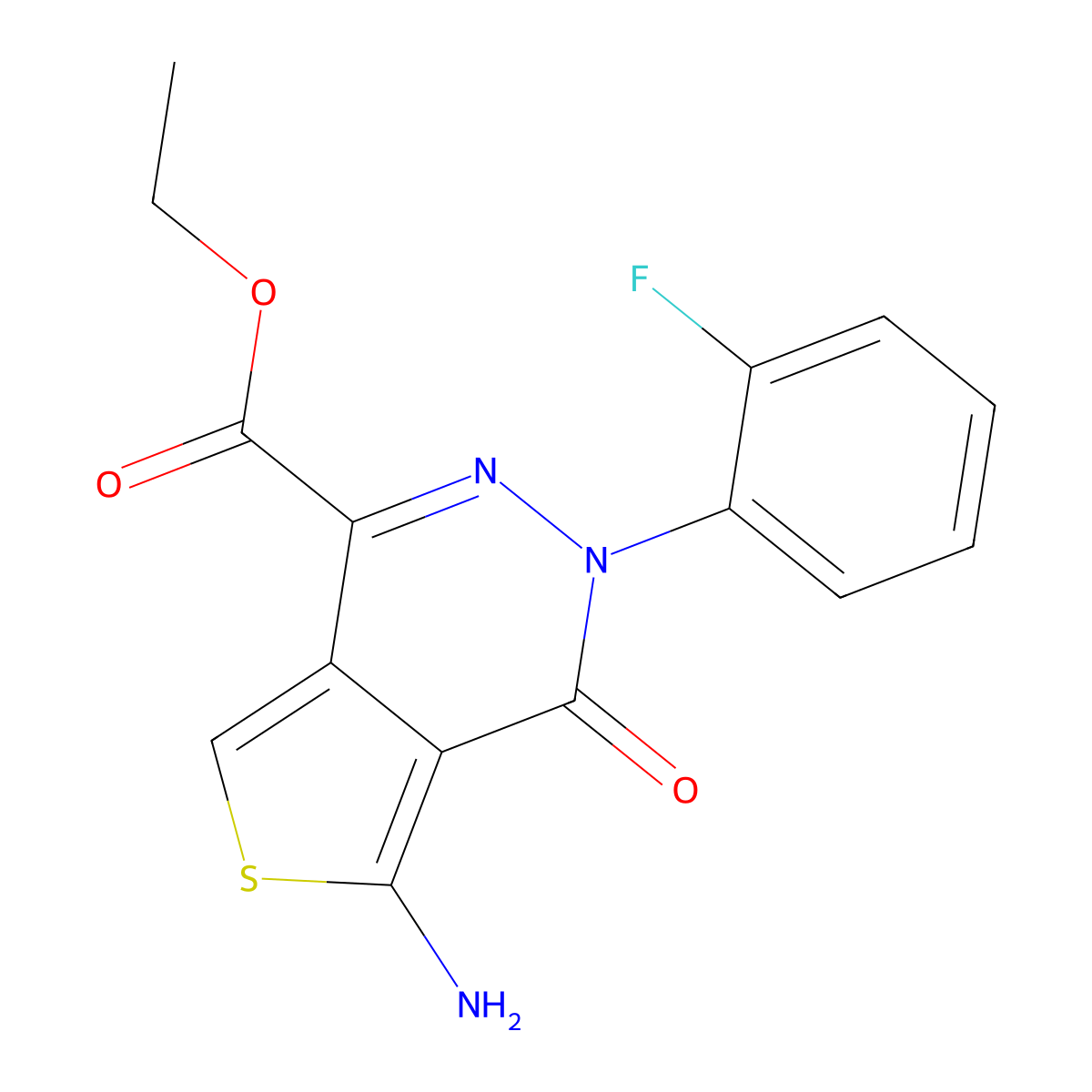 Ethyl 5-amino-3-(2-fluorophenyl)-4-oxothieno[3,4-d]pyridazine-1-carboxylate molecular structure, CAS 1105198-70-6