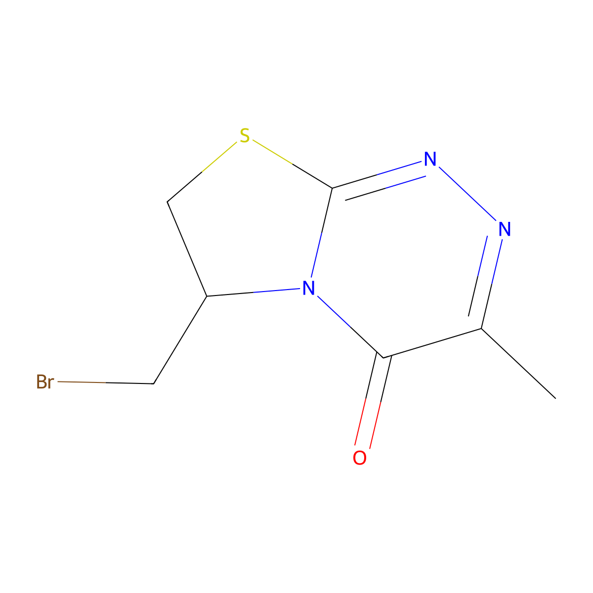 6-(bromomethyl)-3-methyl-6,7-dihydro-4H-thiazolo[2,3-c][1,2,4]triazin-4-one molecular structure, CAS 1105198-72-8