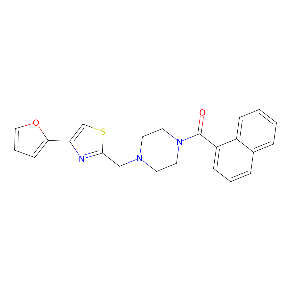 (4-((4-(Furan-2-yl)thiazol-2-yl)methyl)piperazin-1-yl)(naphthalen-1-yl)methanone molecular structure, CAS 1105198-73-9