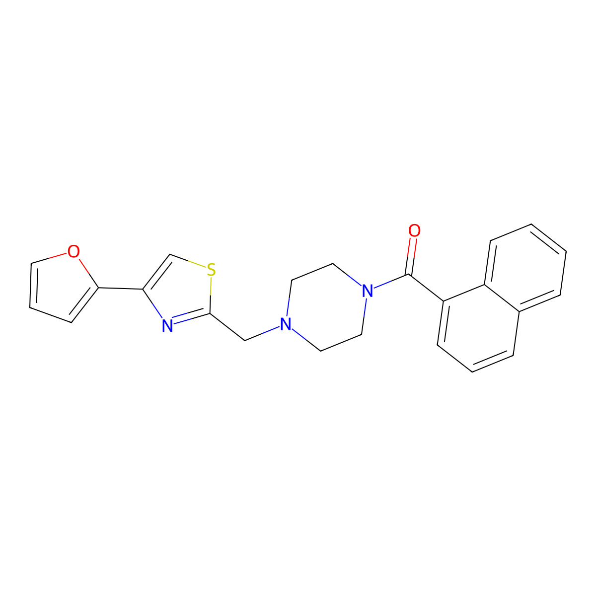 (4-((4-(Furan-2-yl)thiazol-2-yl)methyl)piperazin-1-yl)(naphthalen-1-yl)methanone molecular structure, CAS 1105198-73-9