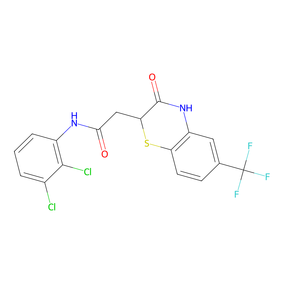 N-(2,3-dichlorophenyl)-2-[3-oxo-6-(trifluoromethyl)-3,4-dihydro-2H-1,4-benzothiazin-2-yl]acetamide molecular structure, CAS 1105198-78-4