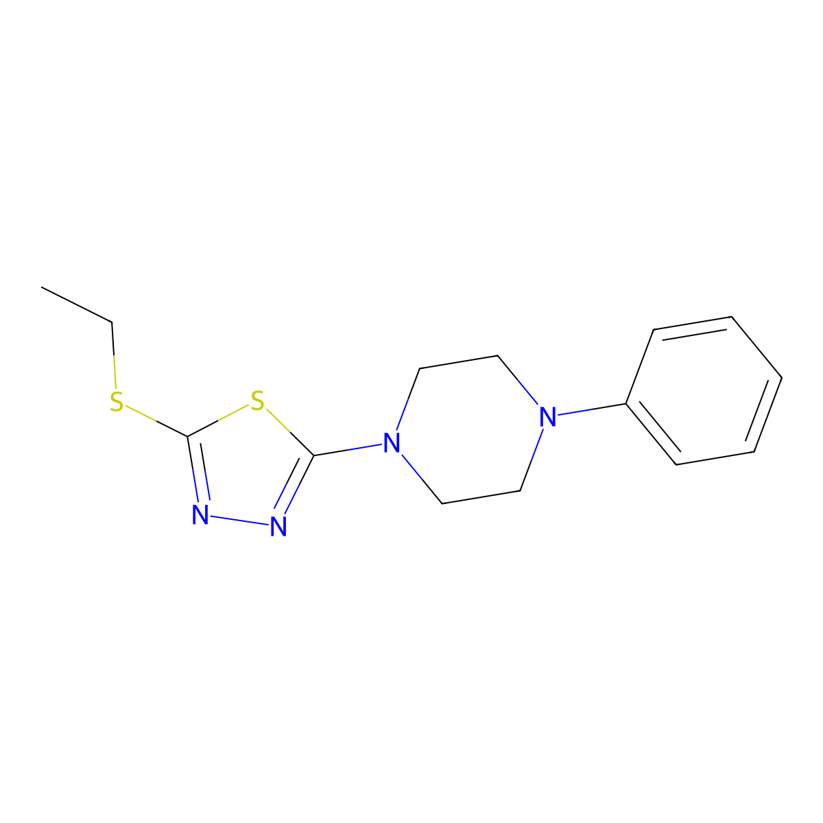 2-(Ethylthio)-5-(4-phenylpiperazin-1-yl)-1,3,4-thiadiazole molecular structure, CAS 1105198-83-1