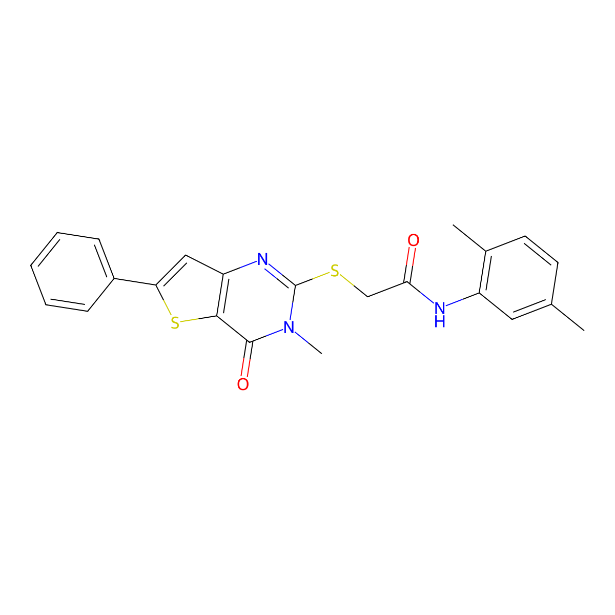 N-(2,5-dimethylphenyl)-2-((3-methyl-4-oxo-6-phenyl-3,4-dihydrothieno[3,2-d]pyrimidin-2-yl)thio)acetamide molecular structure, CAS 1105198-86-4