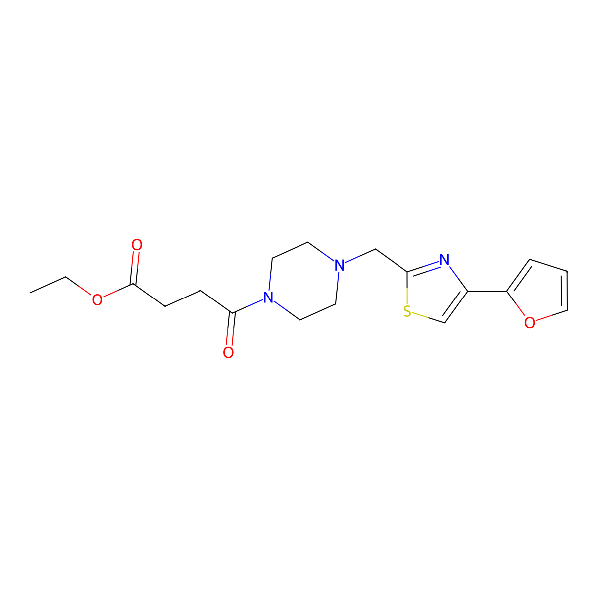 Ethyl 4-(4-((4-(furan-2-yl)thiazol-2-yl)methyl)piperazin-1-yl)-4-oxobutanoate molecular structure, CAS 1105198-91-1
