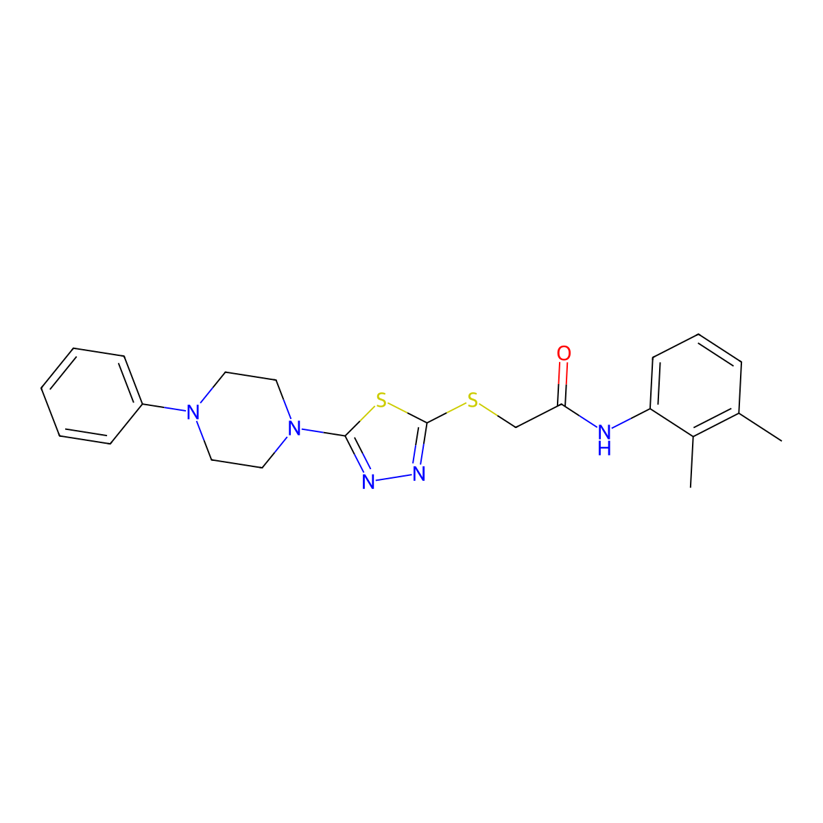 N-(2,3-dimethylphenyl)-2-((5-(4-phenylpiperazin-1-yl)-1,3,4-thiadiazol-2-yl)thio)acetamide molecular structure, CAS 1105198-95-5
