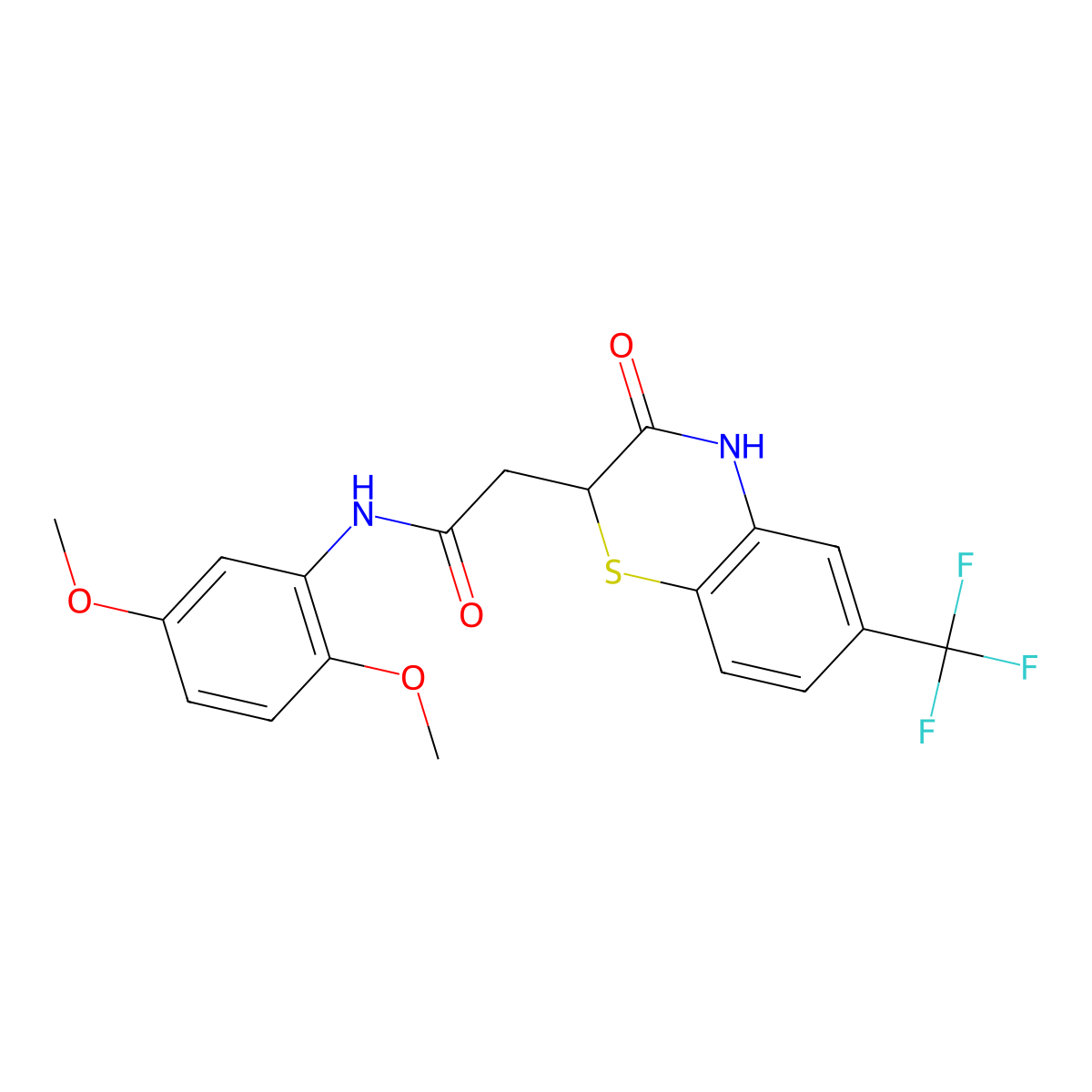 N-(2,5-dimethoxyphenyl)-2-[3-oxo-6-(trifluoromethyl)-3,4-dihydro-2H-1,4-benzothiazin-2-yl]acetamide molecular structure, CAS 1105198-97-7