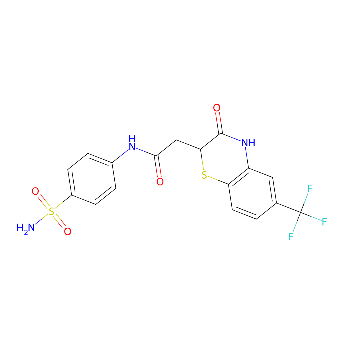 2-[3-oxo-6-(trifluoromethyl)-3,4-dihydro-2H-1,4-benzothiazin-2-yl]-N-(4-sulfamoylphenyl)acetamide molecular structure, CAS 1105199-03-8