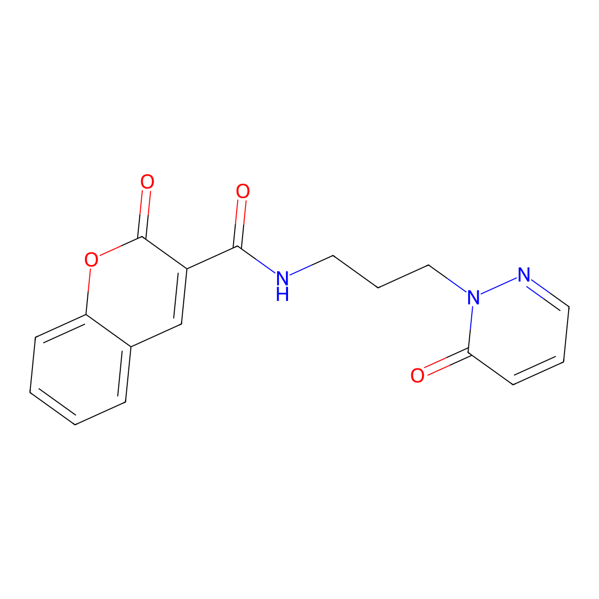 2-oxo-N-(3-(6-oxopyridazin-1(6H)-yl)propyl)-2H-chromene-3-carboxamide molecular structure, CAS 1105199-04-9