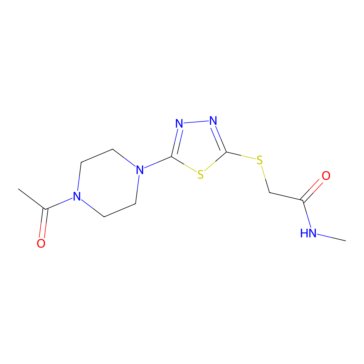 2-{[5-(4-acetylpiperazin-1-yl)-1,3,4-thiadiazol-2-yl]sulfanyl}-N-methylacetamide molecular structure, CAS 1105199-13-0
