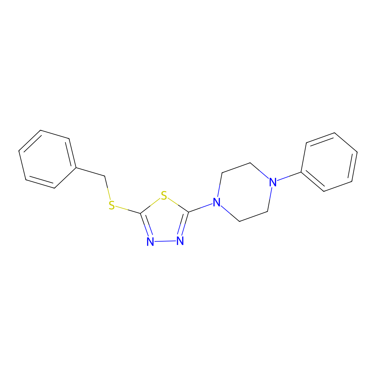2-(Benzylthio)-5-(4-phenylpiperazin-1-yl)-1,3,4-thiadiazole molecular structure, CAS 1105199-14-1