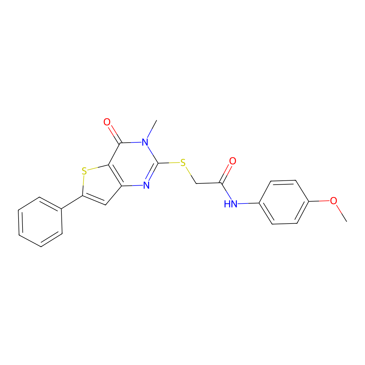 N-(4-methoxyphenyl)-2-({3-methyl-4-oxo-6-phenyl-3H,4H-thieno[3,2-d]pyrimidin-2-yl}sulfanyl)acetamide molecular structure, CAS 1105199-18-5