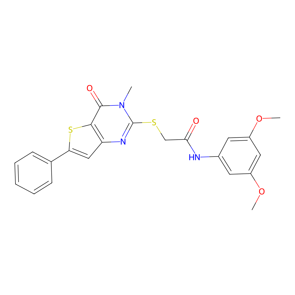 N-(3,5-dimethoxyphenyl)-2-({3-methyl-4-oxo-6-phenyl-3H,4H-thieno[3,2-d]pyrimidin-2-yl}sulfanyl)acetamide molecular structure, CAS 1105199-24-3