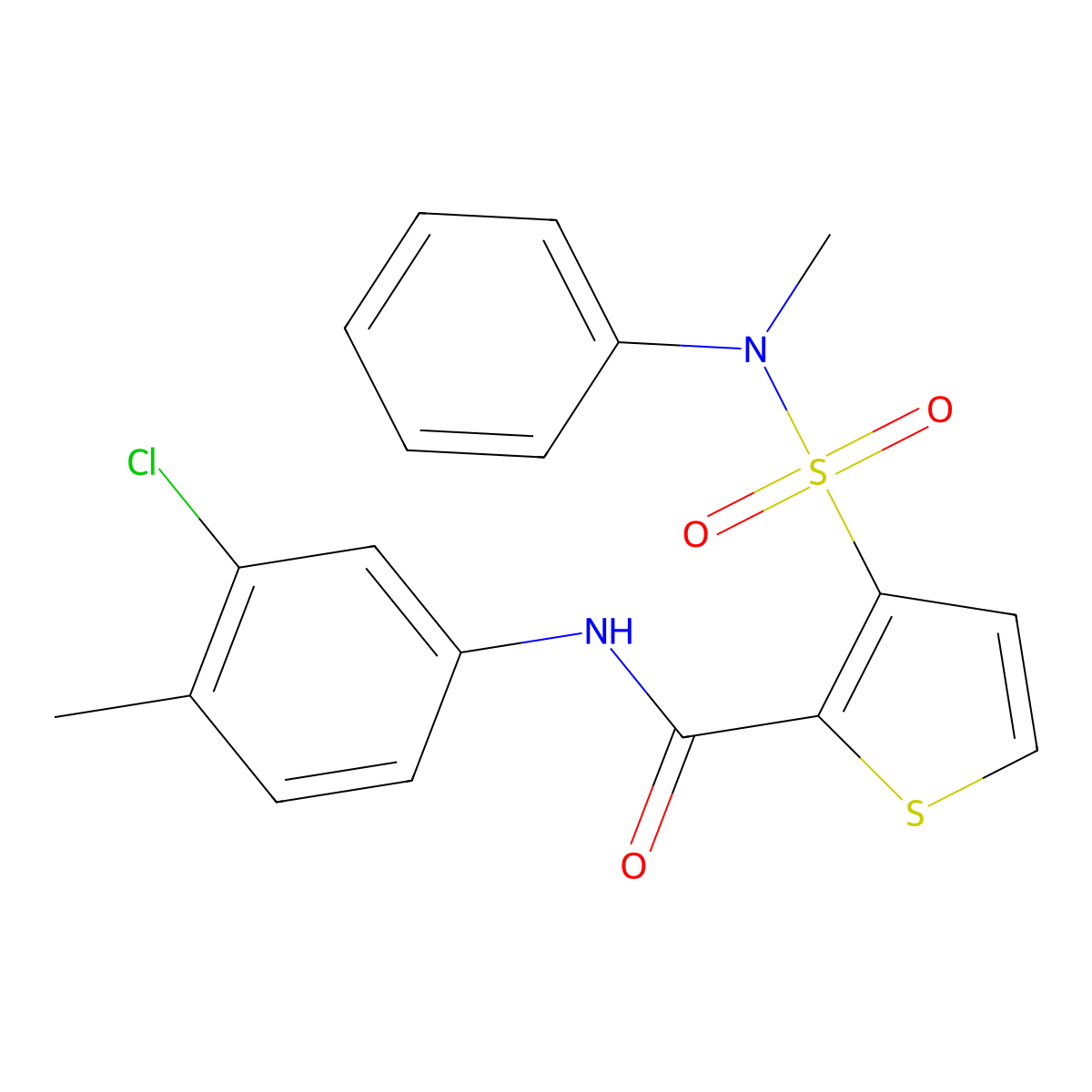 N-(3-chloro-4-methylphenyl)-3-[methyl(phenyl)sulfamoyl]thiophene-2-carboxamide molecular structure, CAS 1105199-27-6