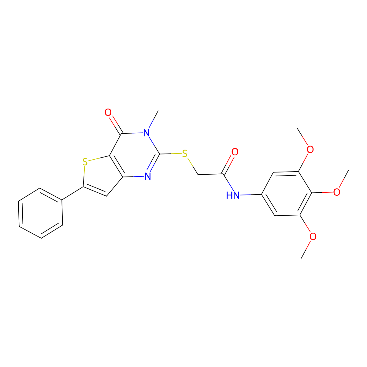 2-({3-methyl-4-oxo-6-phenyl-3H,4H-thieno[3,2-d]pyrimidin-2-yl}sulfanyl)-N-(3,4,5-trimethoxyphenyl)acetamide molecular structure, CAS 1105199-30-1