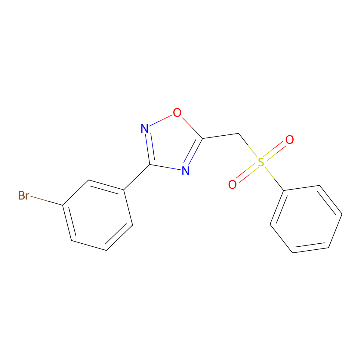 3-(3-Bromophenyl)-5-((phenylsulfonyl)methyl)-1,2,4-oxadiazole molecular structure, CAS 1105199-35-6